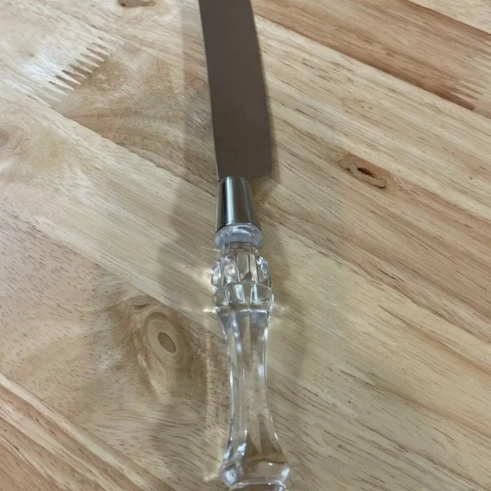 Vintage Fostoria Cake Knife Crystal Handle Stainless Steel 13.5”